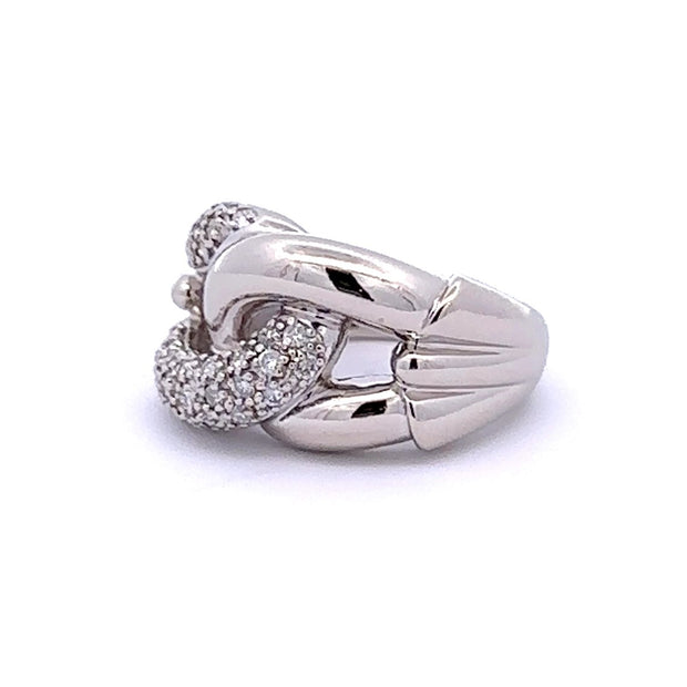 Estate 14K White Gold Diamond Link Ring