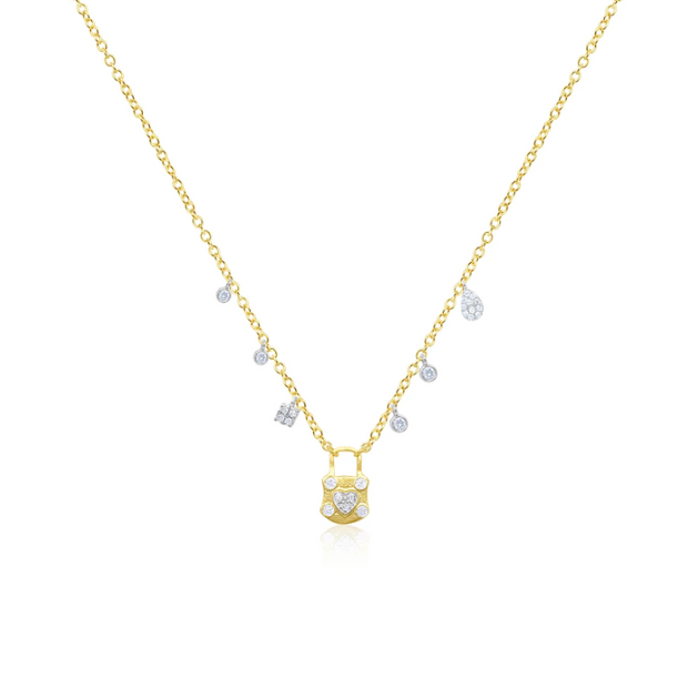Meria T 14K Yellow & White Gold Diamond Lock Necklace