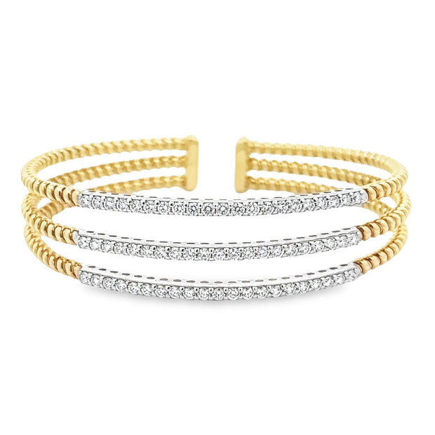 14K Yellow & White Gold Diamond Cuff Bracelet