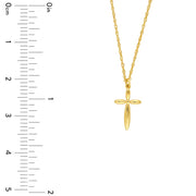 14K Yellow Gold Puffy Cross Pendant Necklace