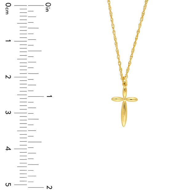 14K Yellow Gold Puffy Cross Pendant Necklace