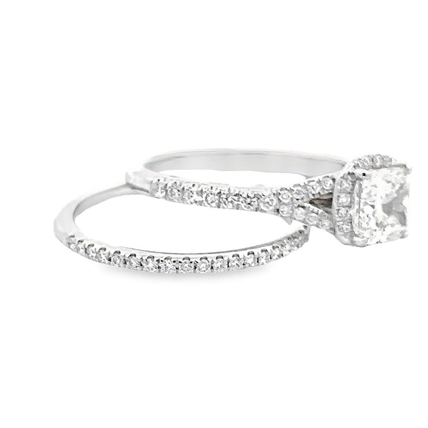 Estate 14K White Gold Engagement Ring With 18K Anniversary Ring