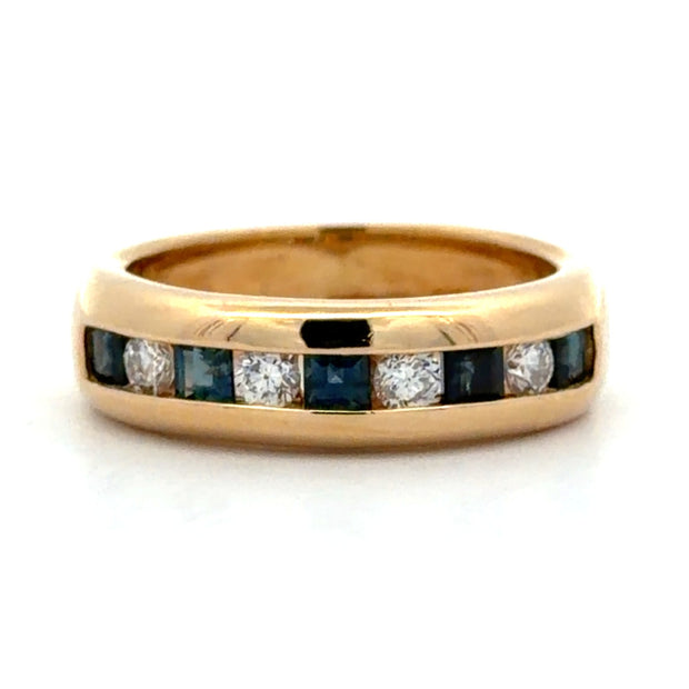 Estate 18K Yellow Gold Sapphire and Diamond Ring