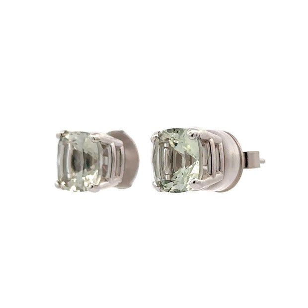 Estate 14K White Gold Prasiolite Earrings
