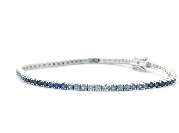 14K White Gold Ombré Blue Sapphire Bracelet