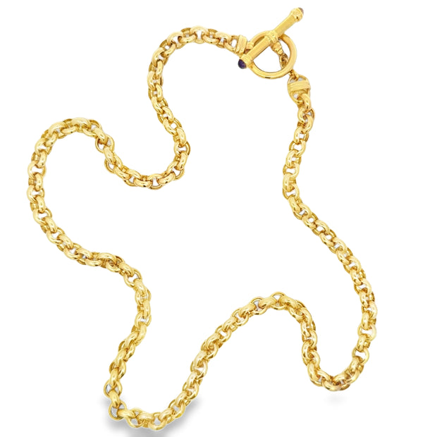 Estate 14K Yellow Gold & Amethyst Toggle Necklace