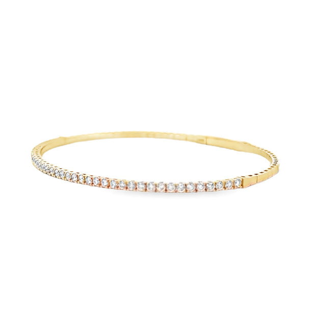 14K Yellow Gold Flexible Diamond Bangle Bracelet