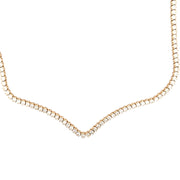 14K Yellow Gold Diamond Choker Tennis Necklace