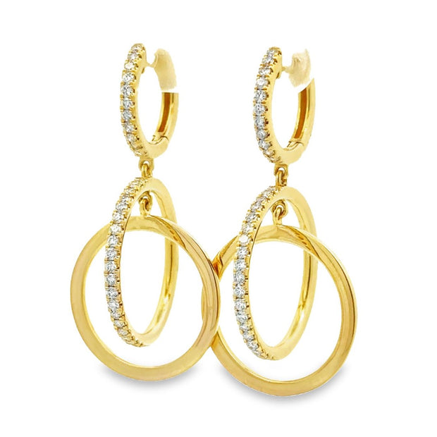 Nava Dee 14K Yellow Gold Interlocking Circle Diamond Earrings