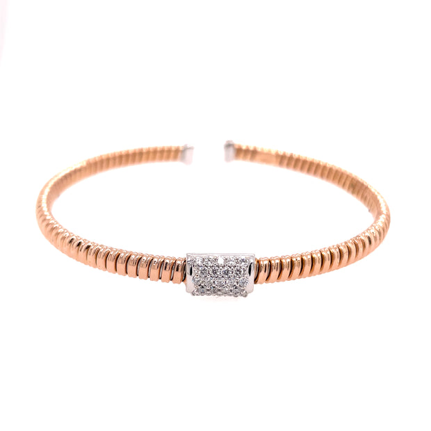 Nava Dee 18K Rose & White Gold Diamond Cuff Bracelet