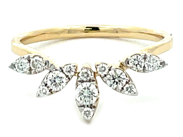 14K Yellow Gold Contoured Diamond Ring