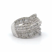 Estate 10K White Gold Wide Diamond Ring