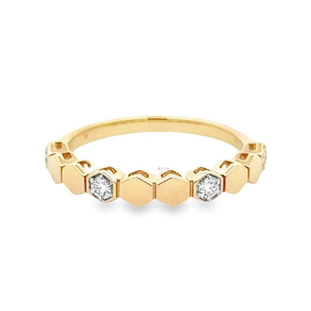14K Yellow Gold Honeycomb-Style Diamond Ring
