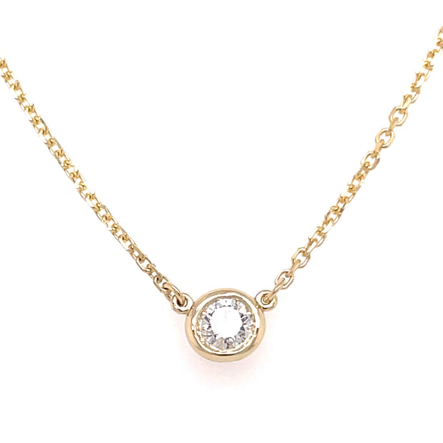 14K Yellow Gold Solitaire Diamond Necklace