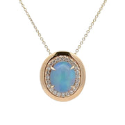 14K Yellow Gold Ethiopian Opal & Diamond Necklace