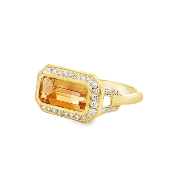 Nava Dee 14K Yellow Gold Citrine & Diamond Ring