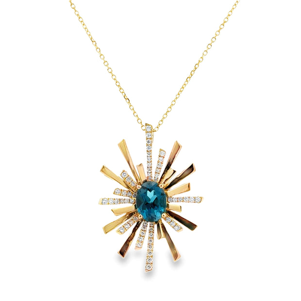 D.M. Kordansky 14K Yellow Gold London Blue Topaz & Diamond Necklace