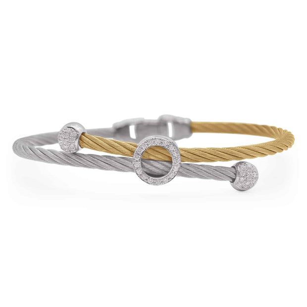 ALOR Yellow & Grey Cable Bypass Bracelet with 18kt Gold & Diamonds