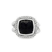 Estate Sterling Silver David Yurman Onyx & Diamond Ring