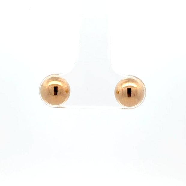 Estate 14K Yellow Gold 7mm Ball Stud Earrings