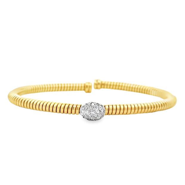 Estate 18K Yellow Gold Diamond Cuff Bracelet