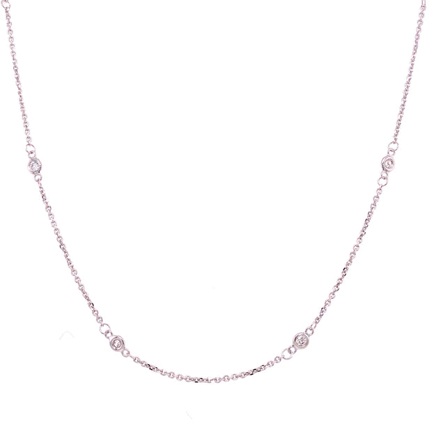 14K White Gold Diamond-by-the-Yard Necklace