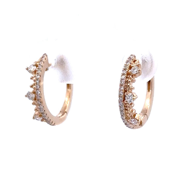 D.M. Kordansky 14K Yellow Gold Diamond Tiara Hoop Earrings