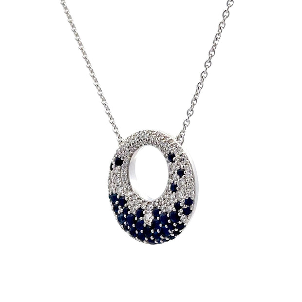 14K White Gold Sapphire & Diamond Circle of Life Necklace