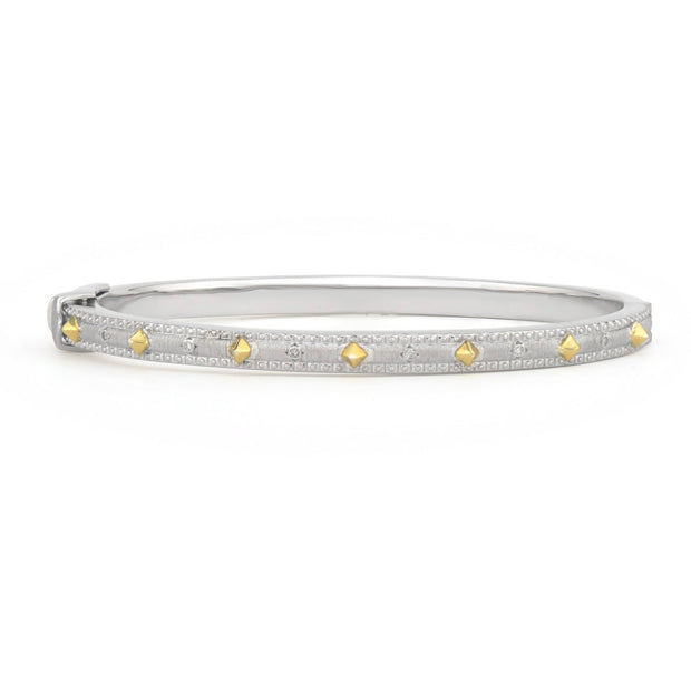 JudeFrances Mixed Metal Gold Pyramid Pavé Bangle