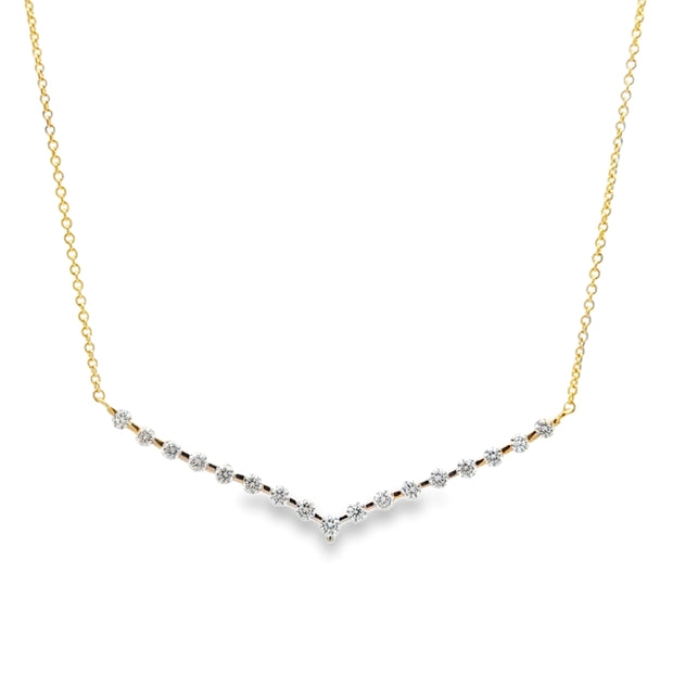 D.M. Kordansky 14K Yellow Gold Wide "V" Diamond Necklace
