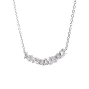 14K White Gold Multi-Shape Diamond Bar Necklace