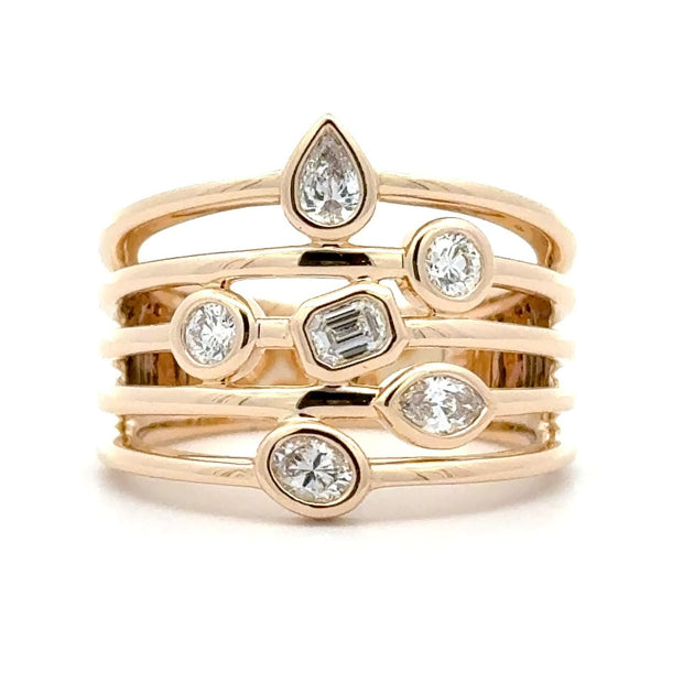 14K Yellow Gold Fancy Shape Diamond Ring