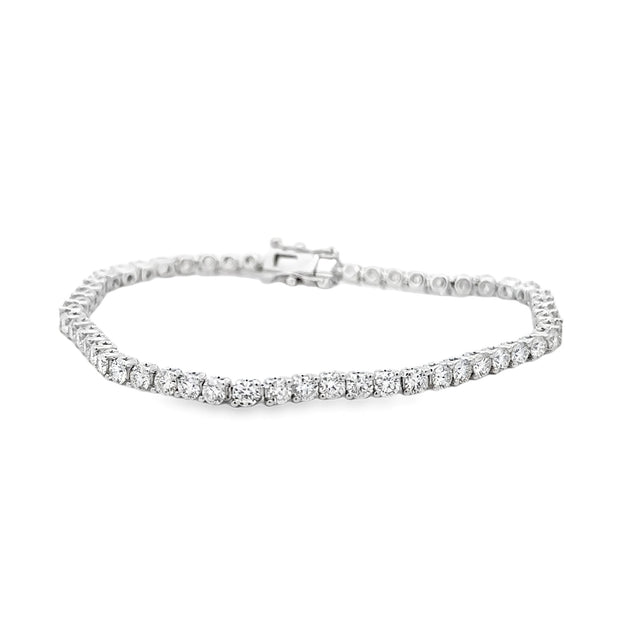18K White Gold Two Prong Diamond Tennis Bracelet
