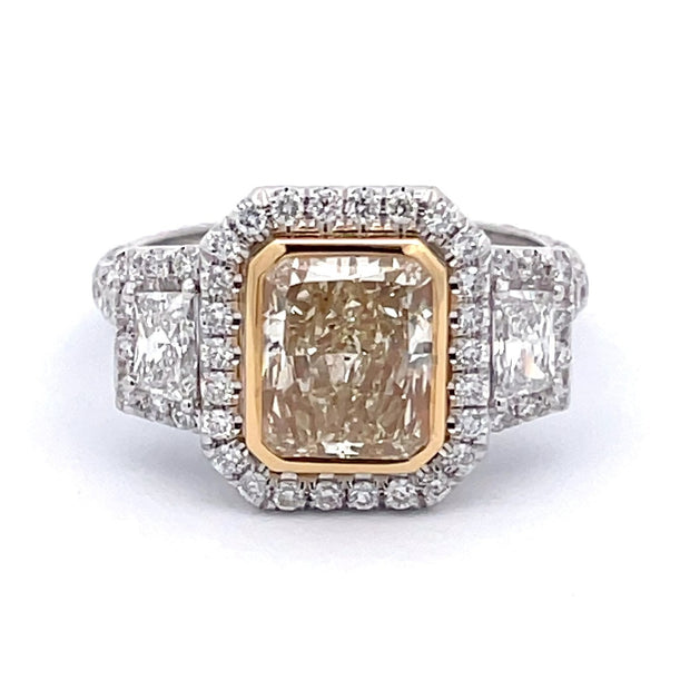Platinum & 18K Yellow Gold Yellow & White Diamond Ring