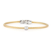 ALOR Yellow Cable Single Station Barrel Stackable Bracelet with 18kt White Gold & Diamonds