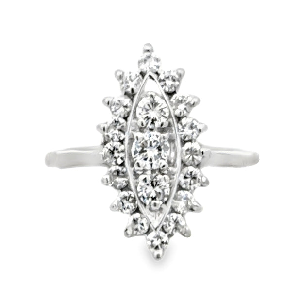 Estate 14K White Gold Navette-Shaped Diamond Ring