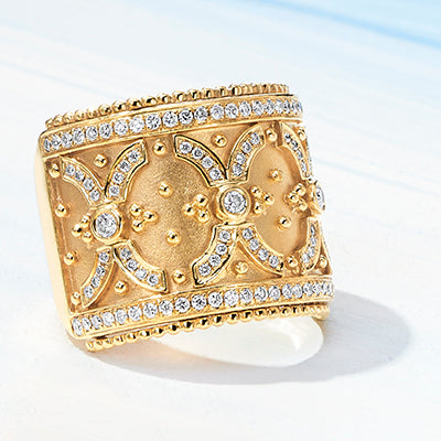 Doves 18K Yellow Byzantine Collection Diamond Ring