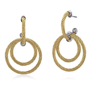 ALOR Yellow Cable & 14K White Gold Petite Triple Hoop Drop Earrings