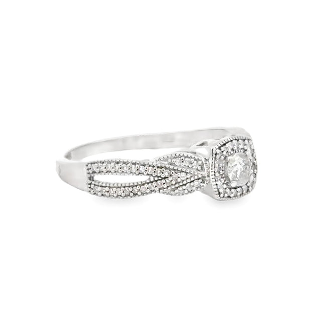 Estate 10K White Gold Diamond Ring